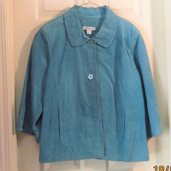 Coldwater Creek Suede Jacket 3/4 Length Sleeves Sz 1X - Picture 1 of 3